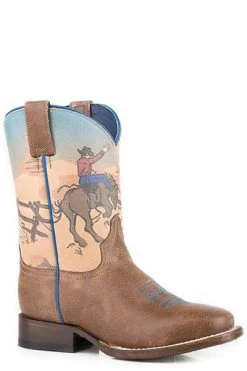 Children's Roper Tan Print Square Toe Boot #09-018-7022-8256TA