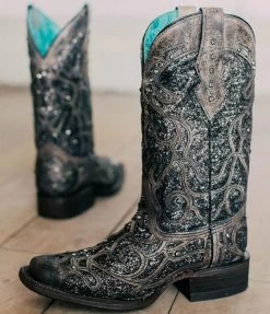 Women's Corral Glitter Inlay Square Toe Boot #C3484 -Western Boots C3484 2