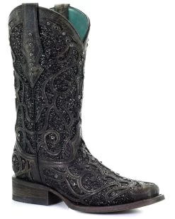 Women's Corral Glitter Inlay Square Toe Boot #C3484