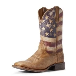 Men's Ariat Distressed Brown And Flag Circuit Proud Boots #10031513